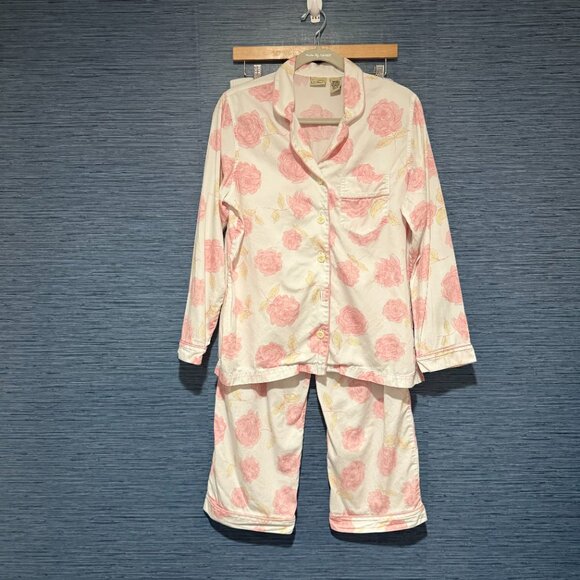 L.L. Bean Other - L.L. Bean Woman's Size Medium Top and Bottom Pajama Set Pink Floral Cotton